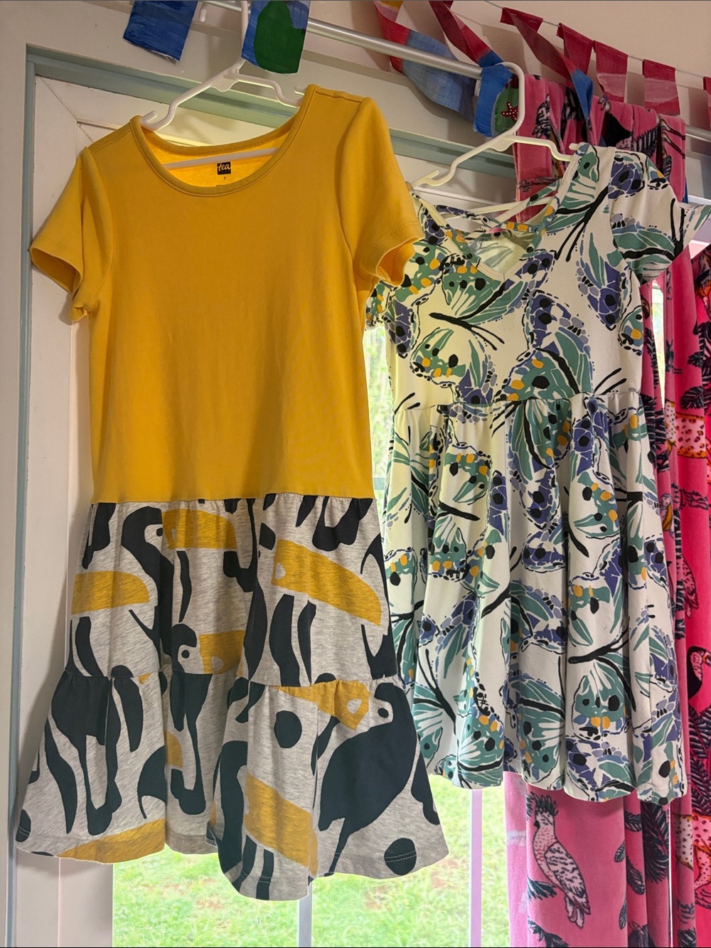 2 Tea Collection Dress BUNDLE Size 8 Toucan Tiered Dress & Butterfly Twirl Dress